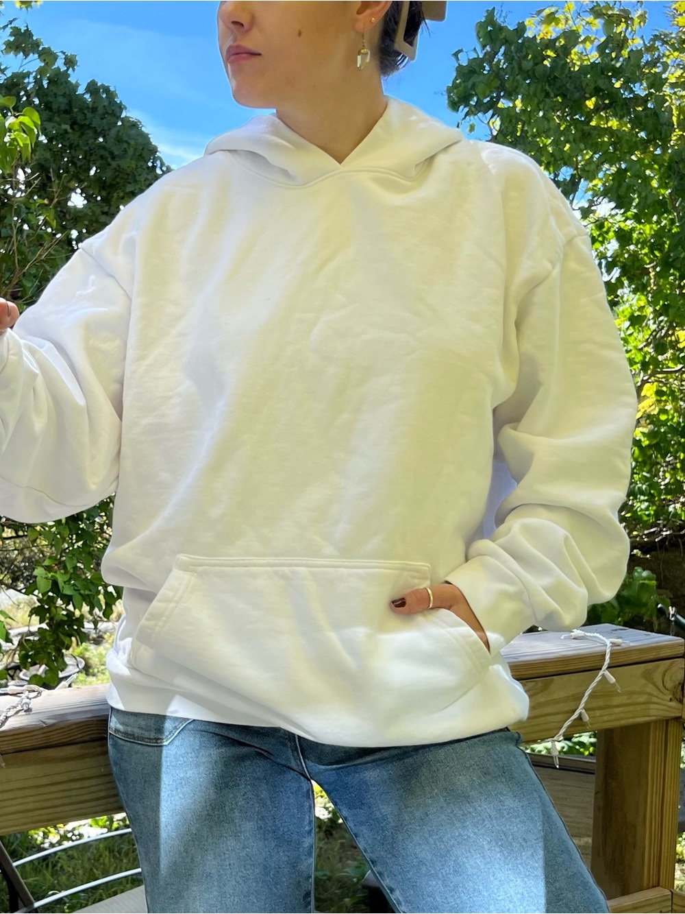 TALENTLESS Heavyweight Oversized White Hoodie